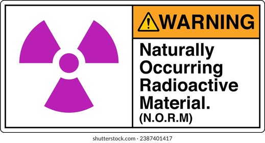 ANSI Z535 Safety Sign Marking Label Symbol Pictogram Standards Warning Naturally Occurring Radioactive Material NORM with text landscape white 02.