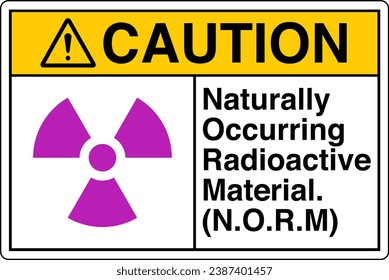 ANSI Z535 Sicherheitskennzeichnung Symbol Symbol Piktogramm Standards Vorsicht Naturally Occurring Radioactive Material NORM mit Text Landschaft weiß.