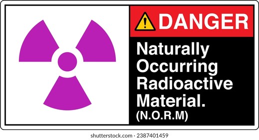 ANSI Z535 Safety Sign Marking Label Symbol Pictogram Standards Danger Naturally Occurring Radioactive Material NORM with text landscape black 02.