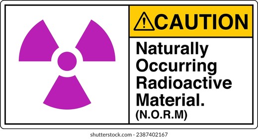 ANSI Z535 Safety Sign Marking Label Symbol Pictogram Standards Caution Naturally Occurring Radioactive Material NORM with text landscape white 02.