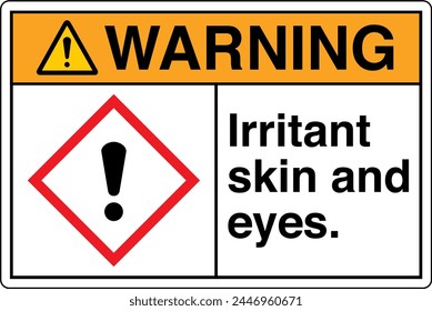 ANSI Z535 WARNING GHS Chemicals Label and Hazard Irritant skin and eyes Landscape White 01