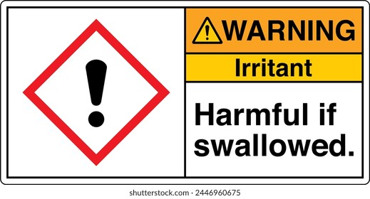 ANSI Z535 WARNING GHS Chemicals Label and Hazard Irritant Harmful If Swallowed Landscape White 04