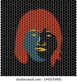 Anstract Circle Pixel Pattren With Women Face Art.