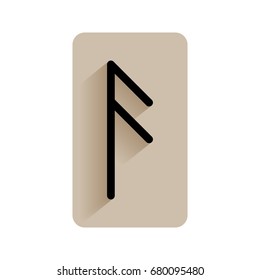 Ansuz. Runic alphabet and letters. Flat icon on white background for divination, prediction. Vector illustration