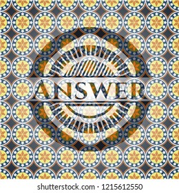 Answer arabesque style emblem. arabic decoration.