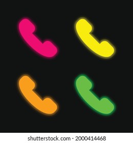 Answer Call four color glowing neon vector icon