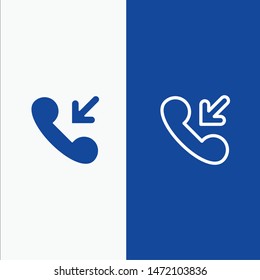 Answer, Call, Incoming Line and Glyph Solid icon Blue banner Line and Glyph Solid icon Blue banner