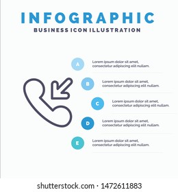 Answer, Call, Incoming Line icon with 5 steps presentation infographics Background