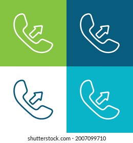 Answer A Call Interface Symbol Of Auricular With An Arrow Flat four color minimal icon set