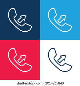 Answer A Call Interface Symbol Of Auricular With An Arrow blue and red four color minimal icon set