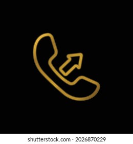 Answer A Call Interface Symbol Of Auricular With An Arrow gold plated metalic icon or logo vector