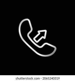 Answer A Call Interface Symbol Of Auricular With An Arrow silver plated metallic icon