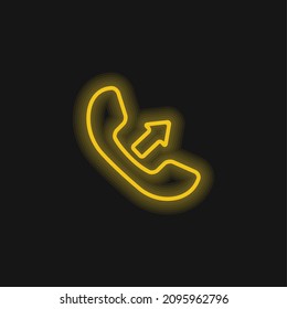 Answer A Call Interface Symbol Of Auricular With An Arrow yellow glowing neon icon