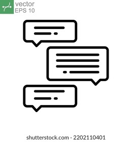 Answer, Chat, Conversation, Online, Question Icon. Group Chatting With Bubble Speech Messages In Application Or Web. Discussion Forum Simple Line Vector Illustration. Design On White Background EPS 10