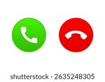 Answer and Decline. Call Icons. Phone Dial Symbols. Green and Red. Yes and No. Vector art