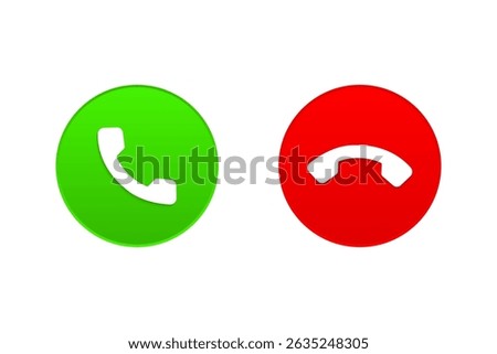 Answer and Decline. Call Icons. Phone Dial Symbols. Green and Red. Yes and No. Vector art
