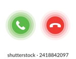 Answer and decline phone call buttons. Phone call. Telephone sign. Accept call and decline phone icons. Vector illustration icon.