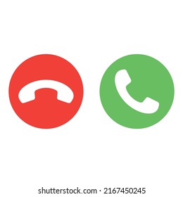 Answer And Decline Phone Call Buttons. Yes And No Button. Phone Call Icon Vector