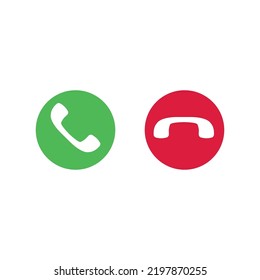 Answer And Decline Phone Call Buttons. Green Yes-no Buttons With Handset Silhouettes Icon. Phone Call Icons. Vector Illustration.