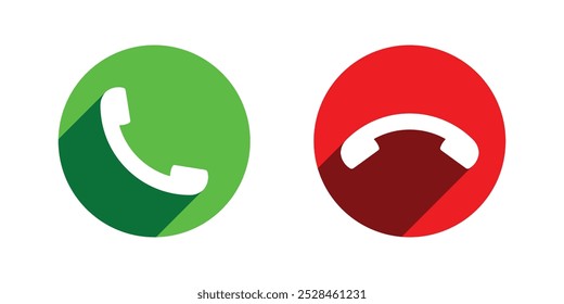 Atender e recusar botões de telefonema. Telefonema. Sinal de telefone. Aceitar e recusar ícones de telefone. Ícone de ilustração de vetor.