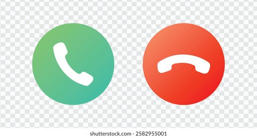 Answer and Decline Phone Call Buttons | Telephone Call Icons Vector