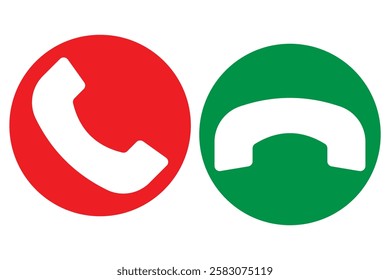 Answer and decline phone call buttons. Phone call and end button icon. handset telephone talk call symbol. vector illustrator