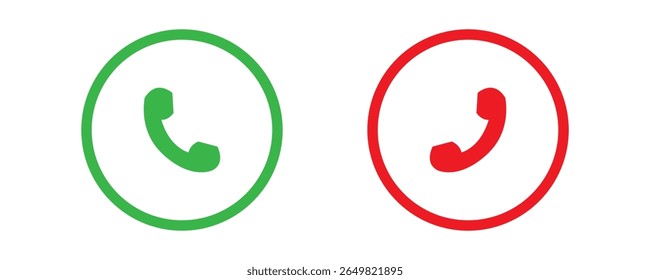 Answer and decline phone call buttons. Phone call. Telephone sign. Accept call and decline phone icons.