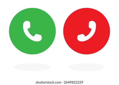 Answer and decline phone call buttons. Phone call. Telephone sign. Accept call and decline phone icons.