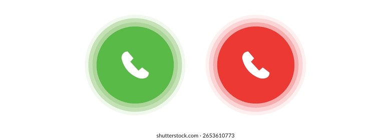 Answer and decline phone call buttons. Phone call. Telephone sign. Accept call and decline phone icons. vector