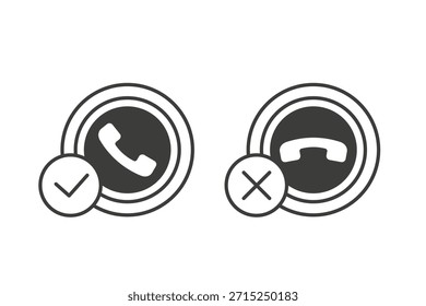Antwort mit Abnahme. Tasten für Telefonanrufe. Symbol, Vektorgrafik.