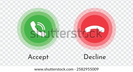 Answer and Decline Phone Call Buttons | Telephone Call Icons Vector