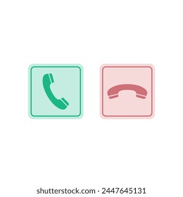 Responder rechazar llamadas telefónicas colgar iconos de Botón verde rojo. Aceptar rechazar teléfono móvil de marcado