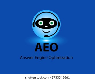Answer Engine Optimization Concept. AI-powered answer engines, voice assistants, chatbot, and digital marketing strategy. 