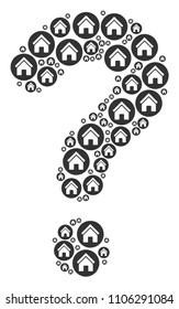 Answer figure composed with real estate elements. Vector real estate icons are arranged into info collage.