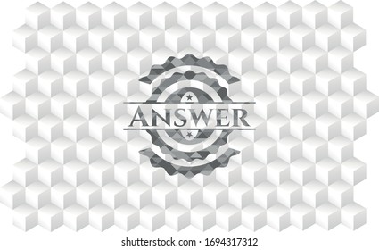 Responde emblema gris. Vintage con fondo blanco de cubo geométrico