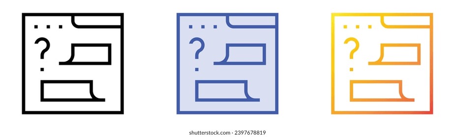 answer icon. Linear, Blue Fill and Gradient Style Design Isolated On White Background