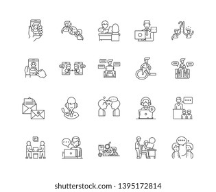 Answer line icons, signs, vector set, outline illustration concept 