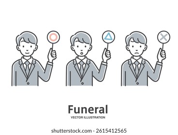 Answer pattern material for a man attending a funeral