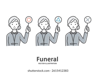Answer pattern material of a woman attending a funeral