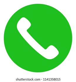 Answer phone call button. Handset icon. Green. Vector.