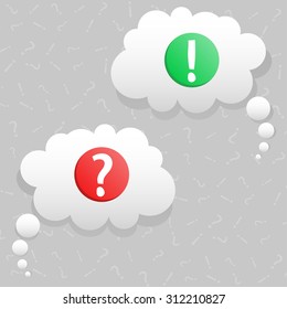 answer and question bubbles - vector paper illustration.