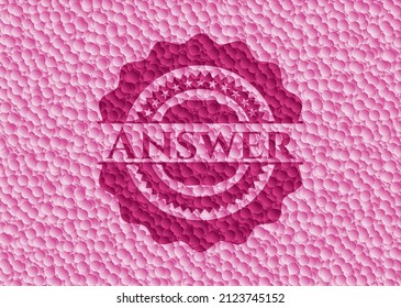 Responde emblema rosa de estilo retro con fondo de burbujas. Ilustración vectorial. Detallado. 