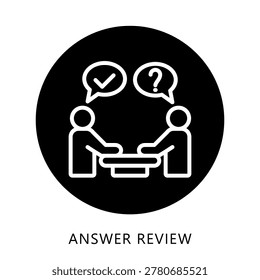 Answer Review Icon Button, Mini Illustration For Modern Concept, Ui, Ux Web And App Development. Related To Cyber Security, Data Protection.