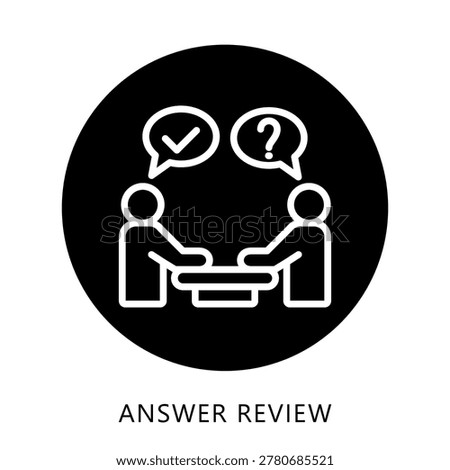 Answer Review Icon Button, Mini Illustration For Modern Concept, Ui, Ux Web And App Development. Related To Cyber Security, Data Protection.