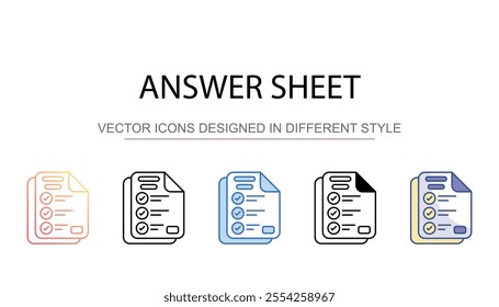 Answer Sheet icon design with white background stock illustration