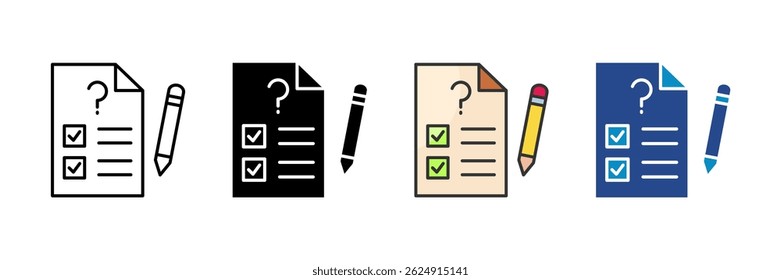 Answer Sheet Icon Set Multiple Style Collection