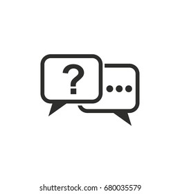 Answer vector icon. Black illustration isolated on white background for graphic and web design.