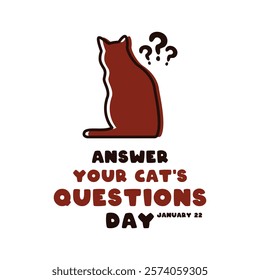 Answer Your Cat's Questions Day. January 22. Cat icon. Eps 10.