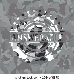 Answerable on grey camo pattern