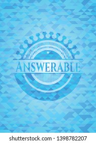 Answerable sky blue emblem with mosaic background